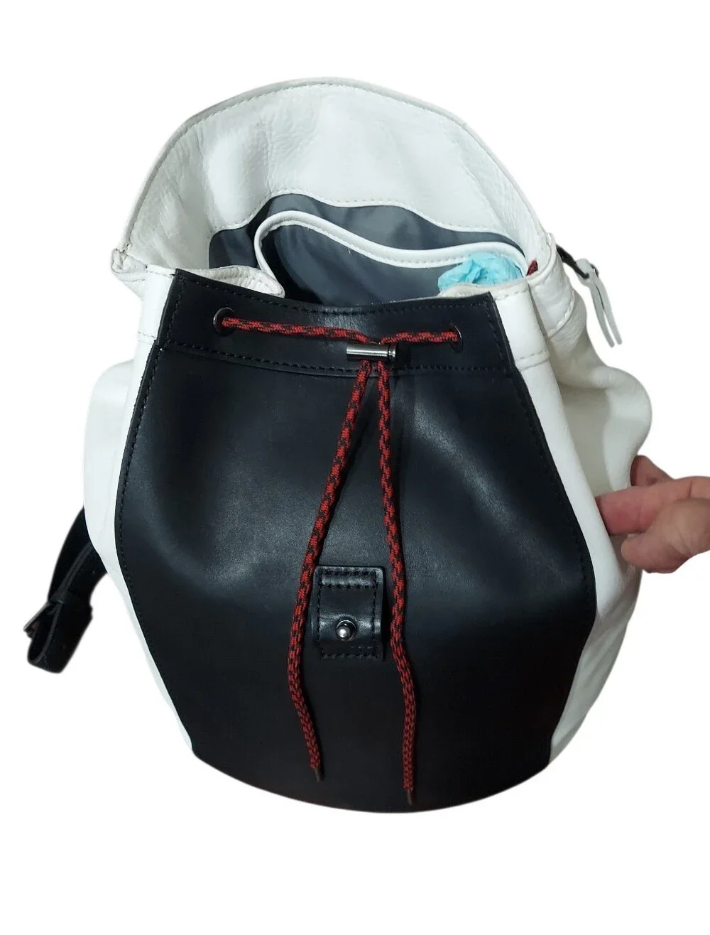 Sorel Tri Tone Full Grain Drawstring Leather Backpack Gently Loved